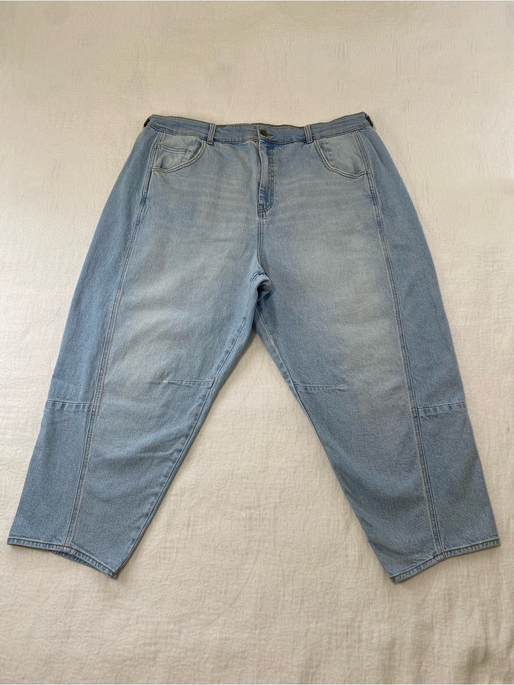 Torrid Festi Women Sz 22R Barrel  High Rise Light Wash Front Seam Relaxed Jeans